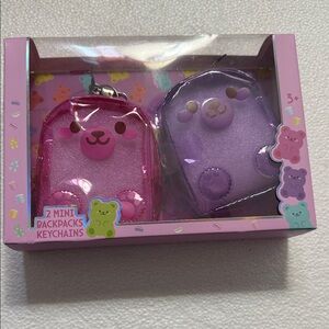 Pink and Purple Mini Backpack Keychains
